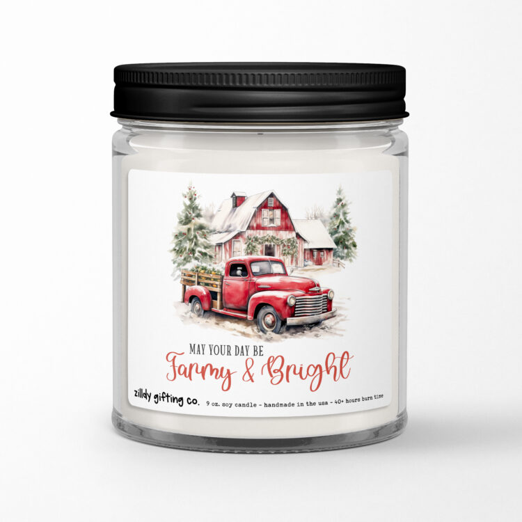 May Your Day Be Farmy & Bright Personalized Soy Candle Gift • Christmas Holidays