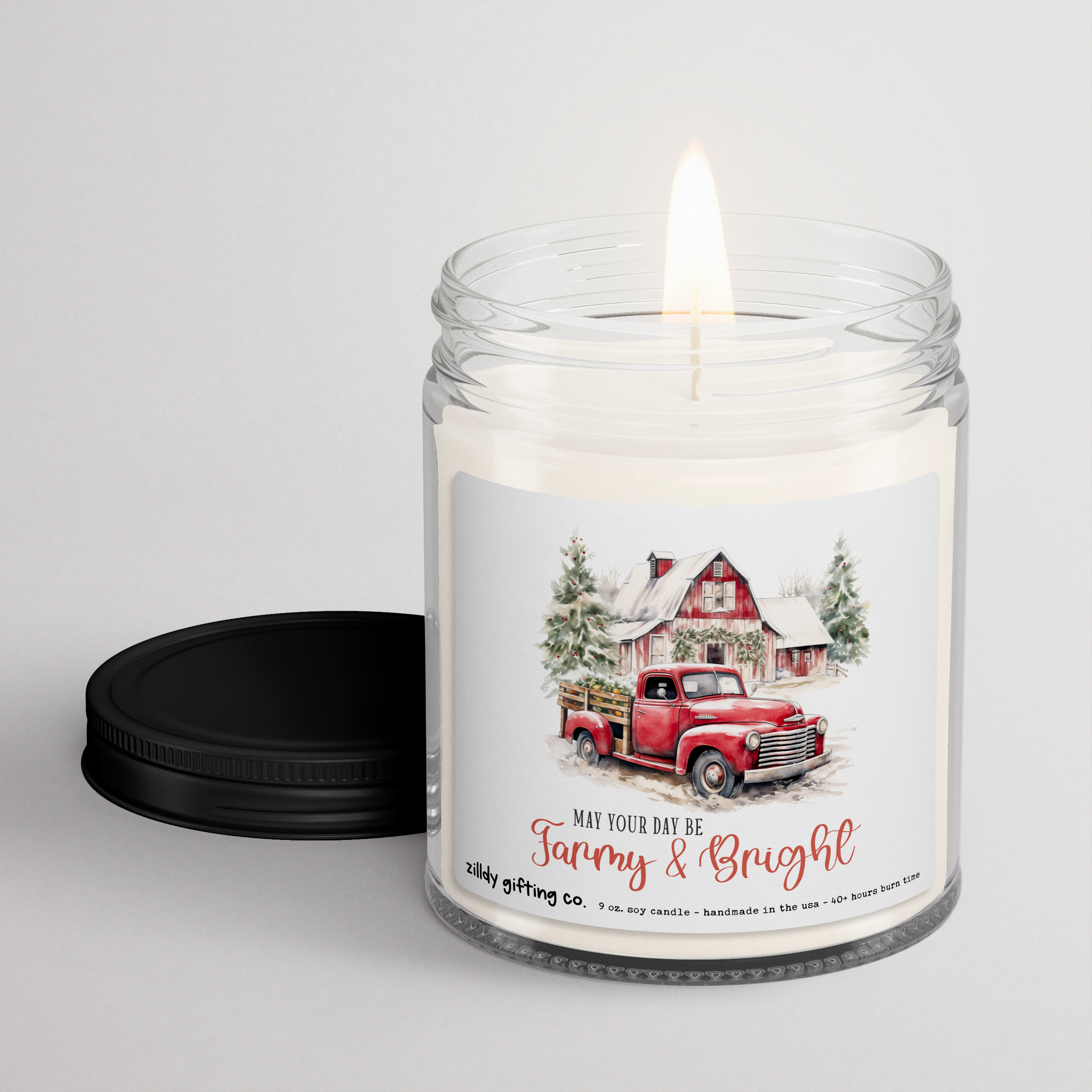 May Your Day Be Farmy & Bright Personalized Soy Candle Gift • Christmas Holidays - Image 3