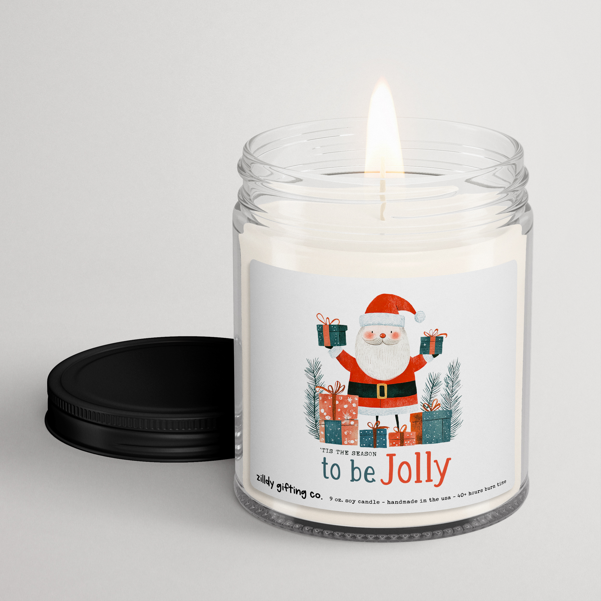 Tis the Season to Be Jolly with Santa Bringing Presents Personalized Soy Candle Gift • Christmas Holidays - Image 3