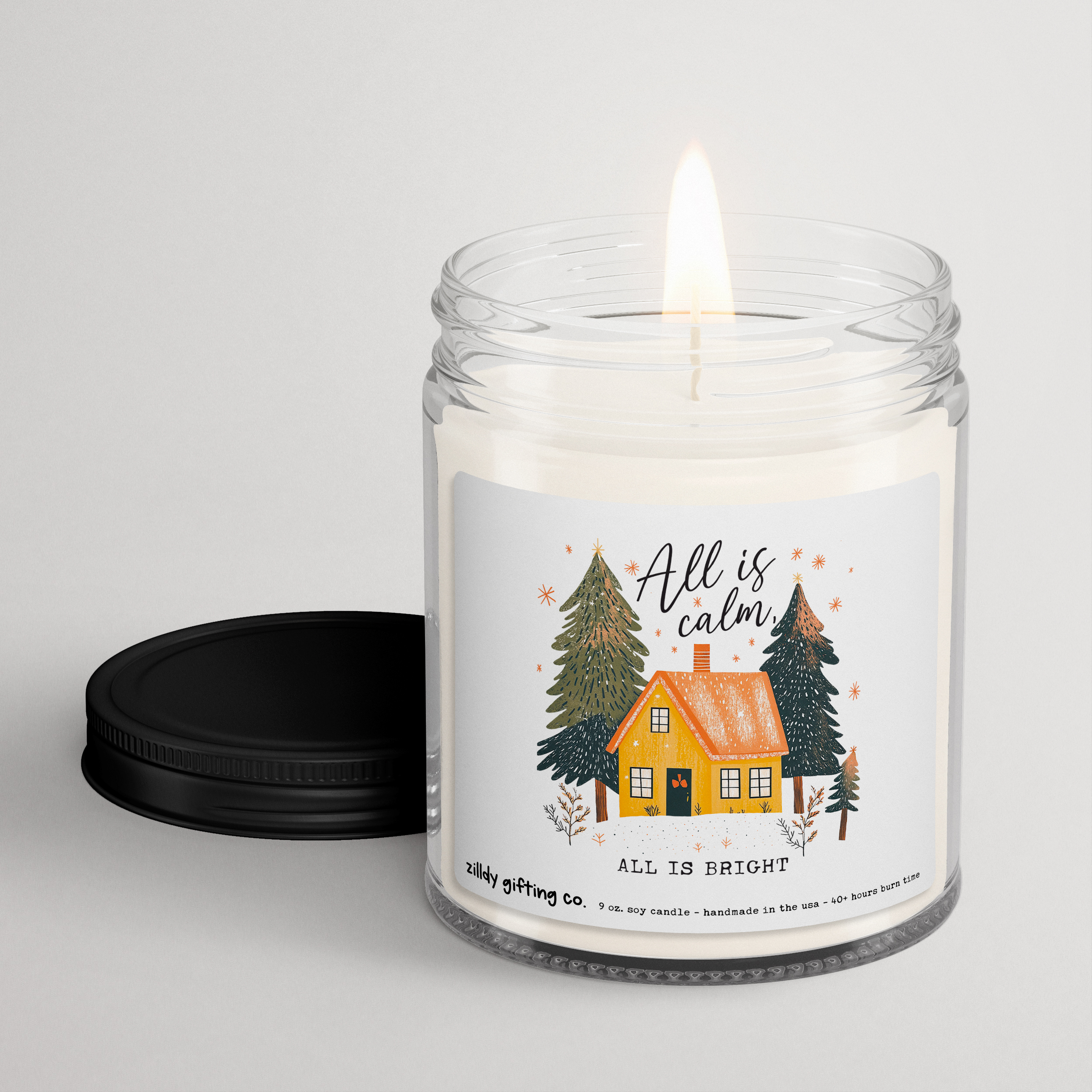 All Is Calm All Is Bright Personalized Soy Candle Gift • Christmas Holidays - Image 3