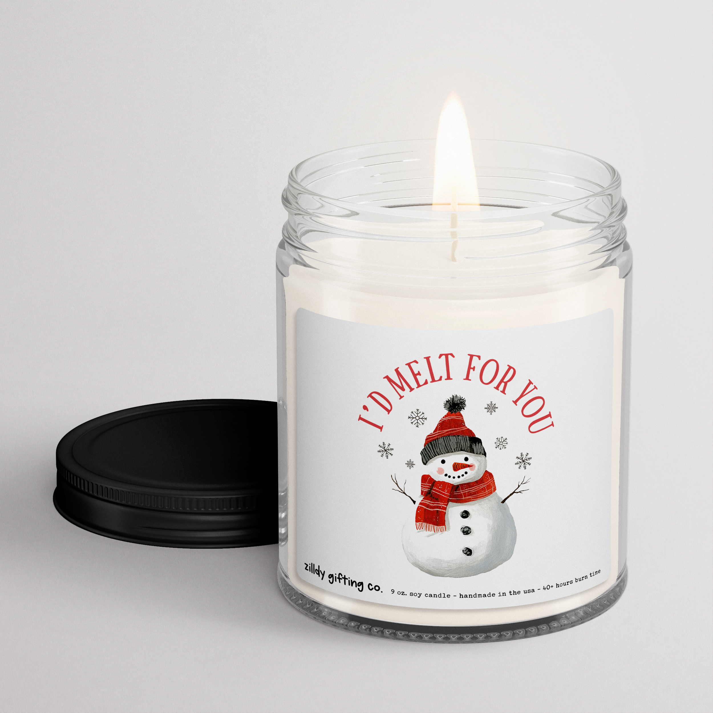 I'd Melt For You with Snowman Personalized Soy Candle Gift • Christmas Holidays - Image 3