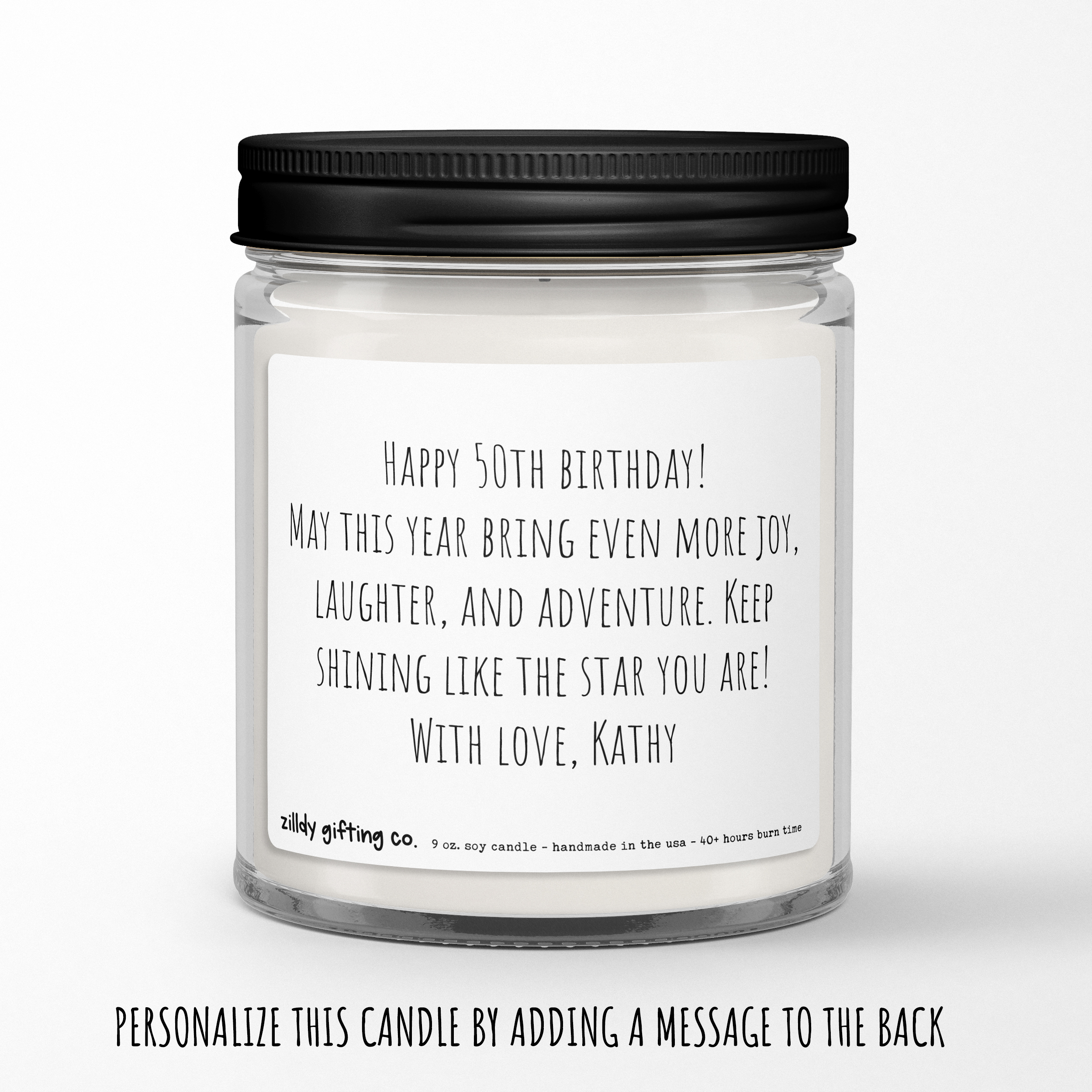 50th Birthday Gift • 50 and Hotter Than This Candle Personalized Soy Candle - Image 2