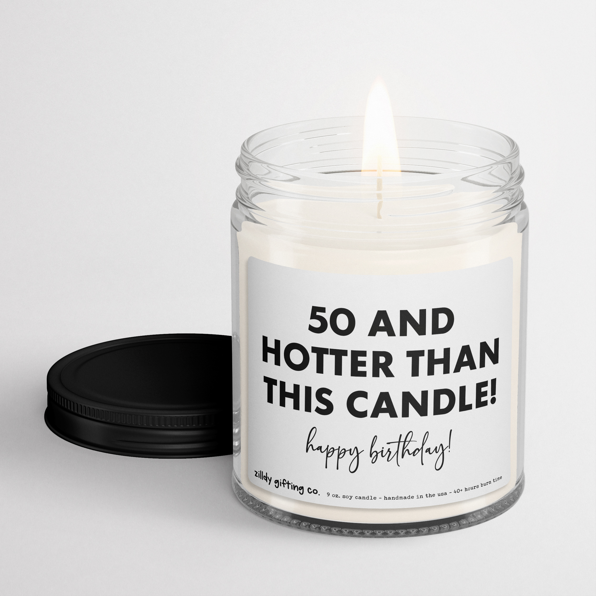 50th Birthday Gift • 50 and Hotter Than This Candle Personalized Soy Candle - Image 3
