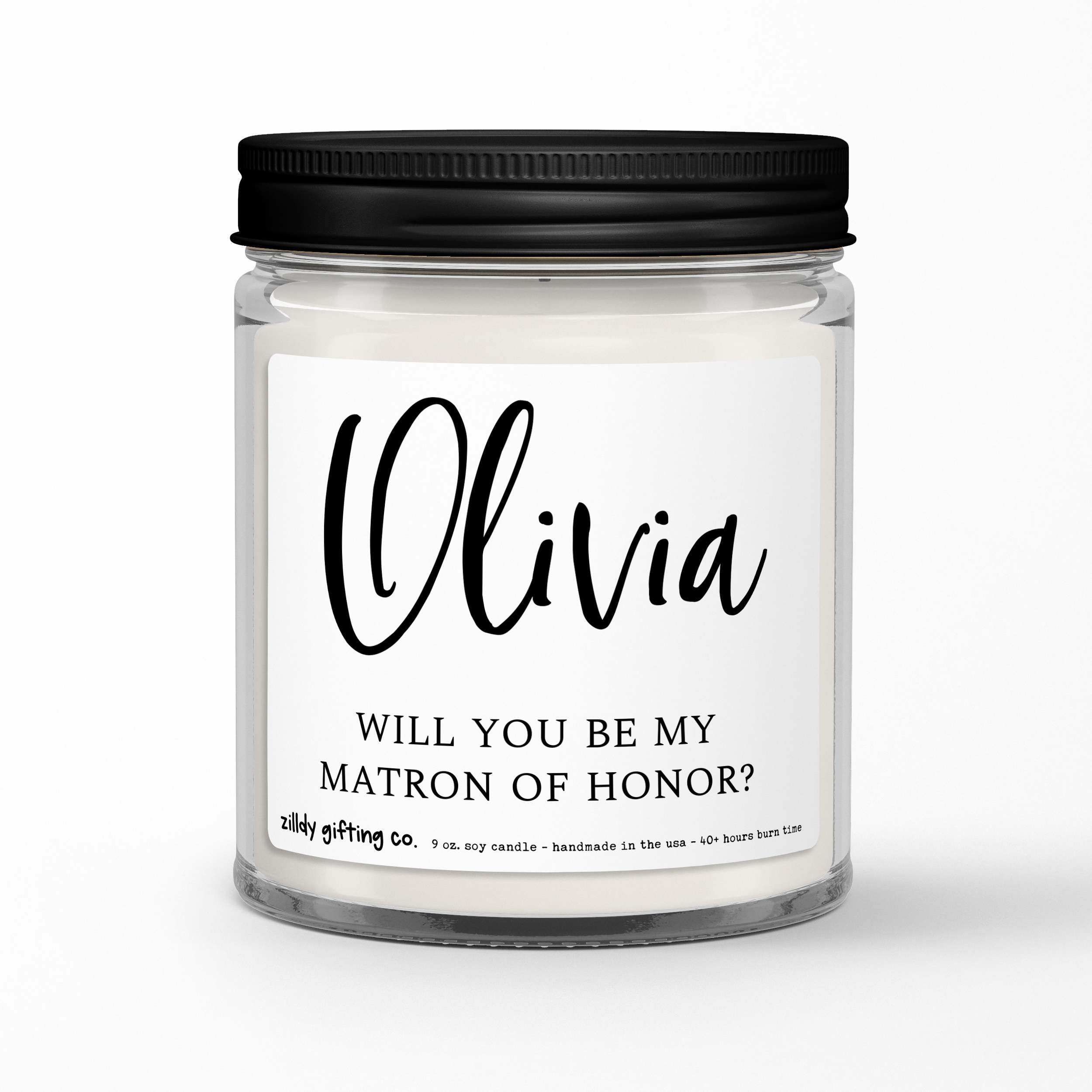 Will You Be My Matron of Honor? • Personalized Soy Candle Gift