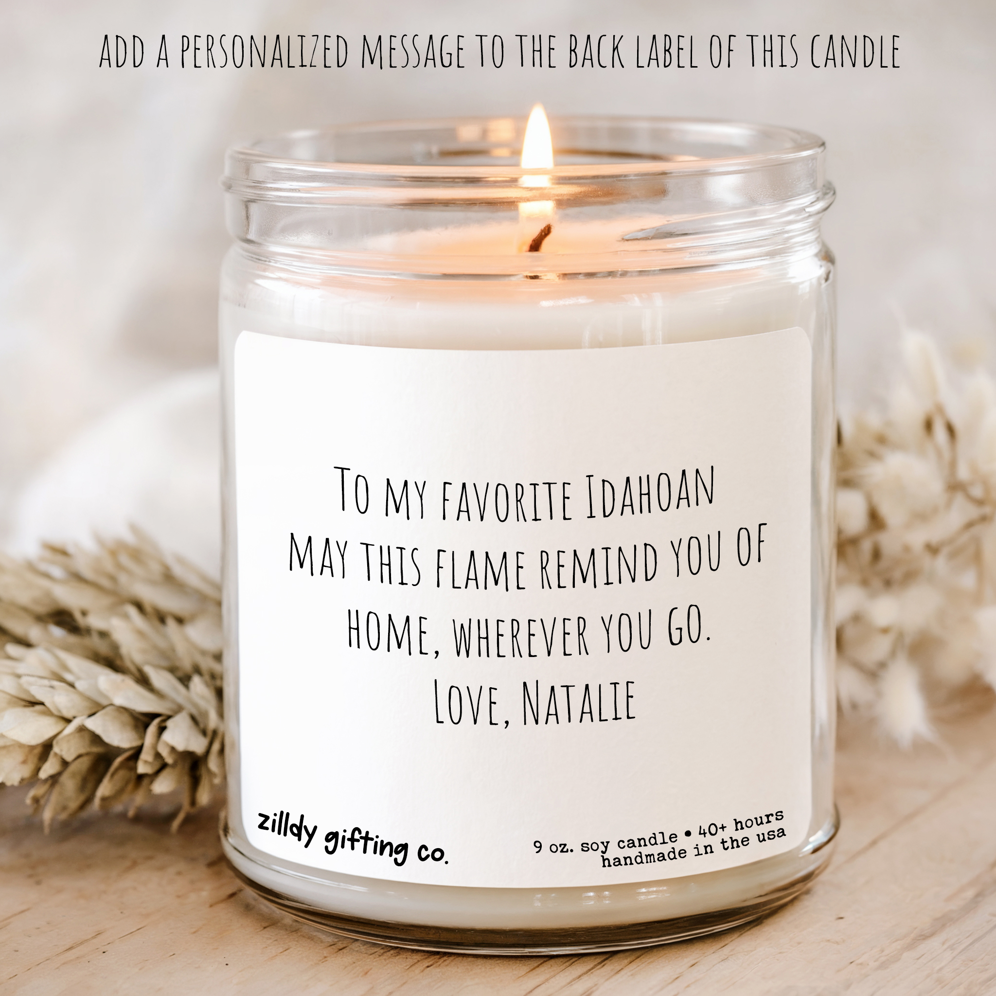 Idaho State Personalized Soy Candle Gift - Image 2