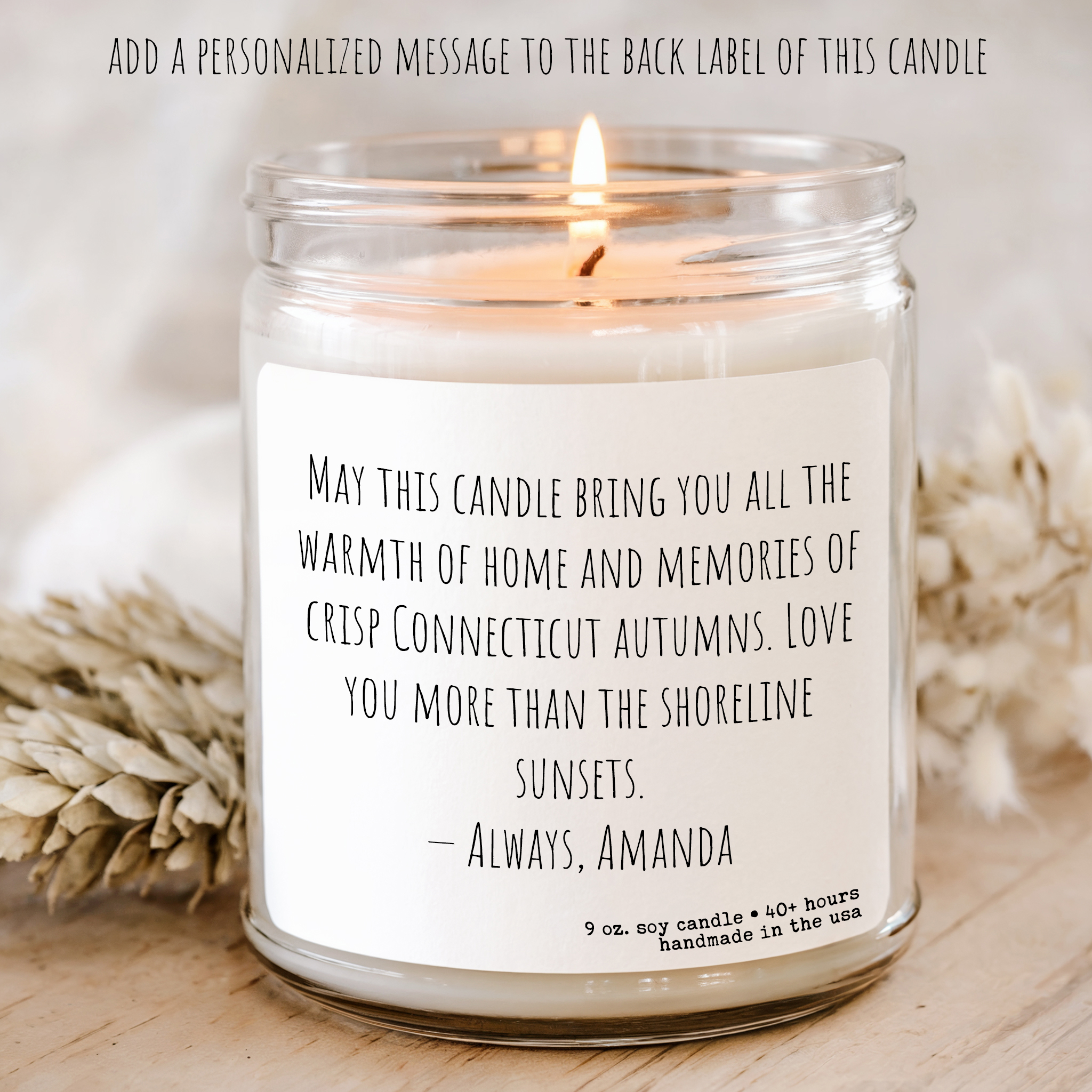 Connecticut State Personalized Soy Candle Gift - Image 2