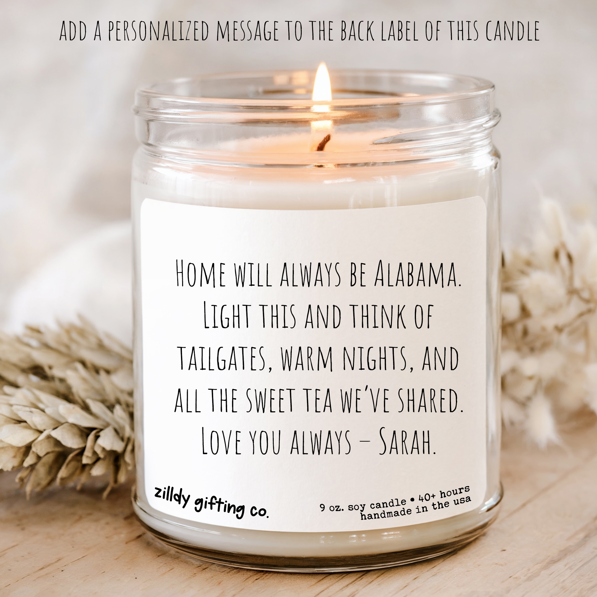 Alabama State Personalized Soy Candle Gift - Image 2