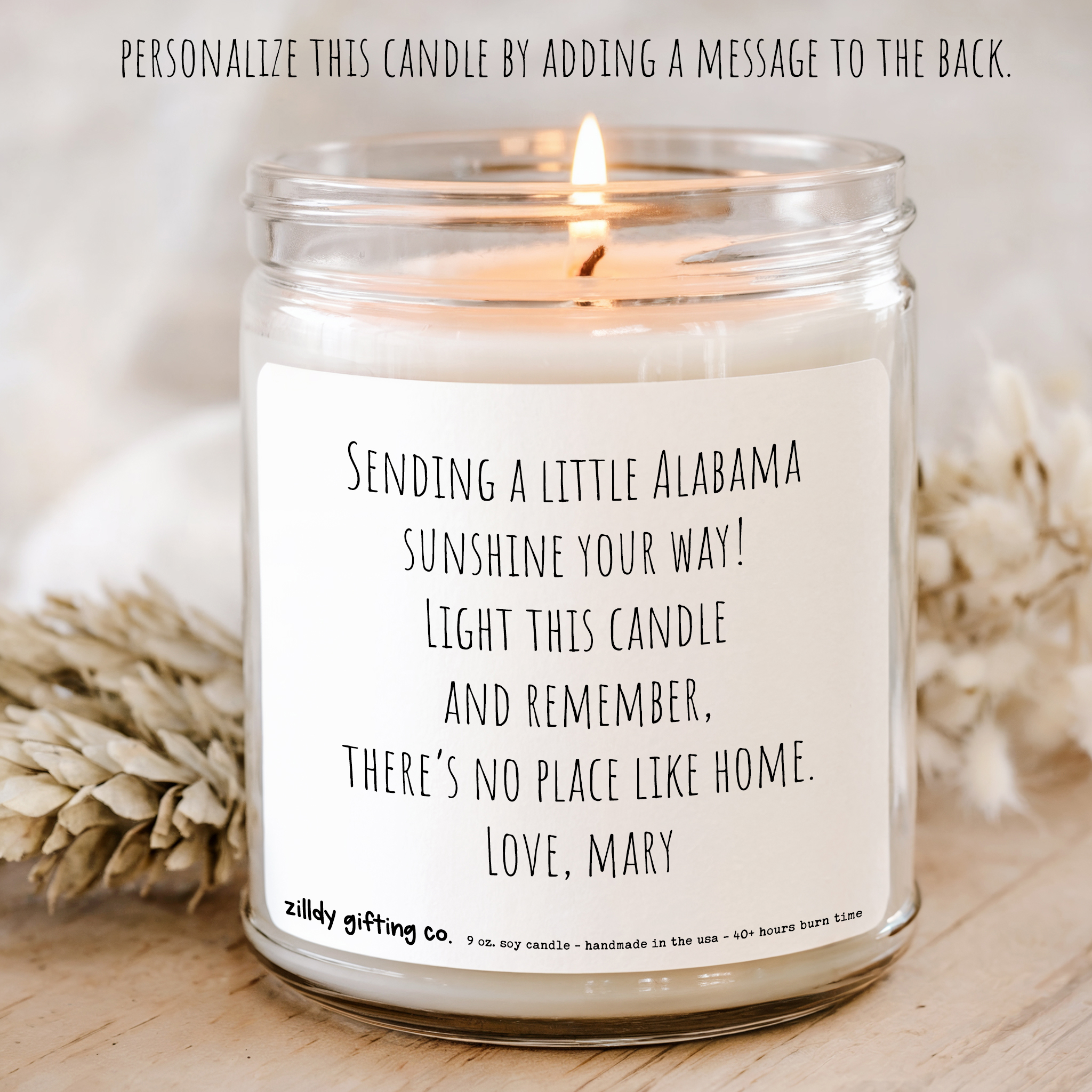 Alabama State Personalized Soy Candle Gift - Image 2