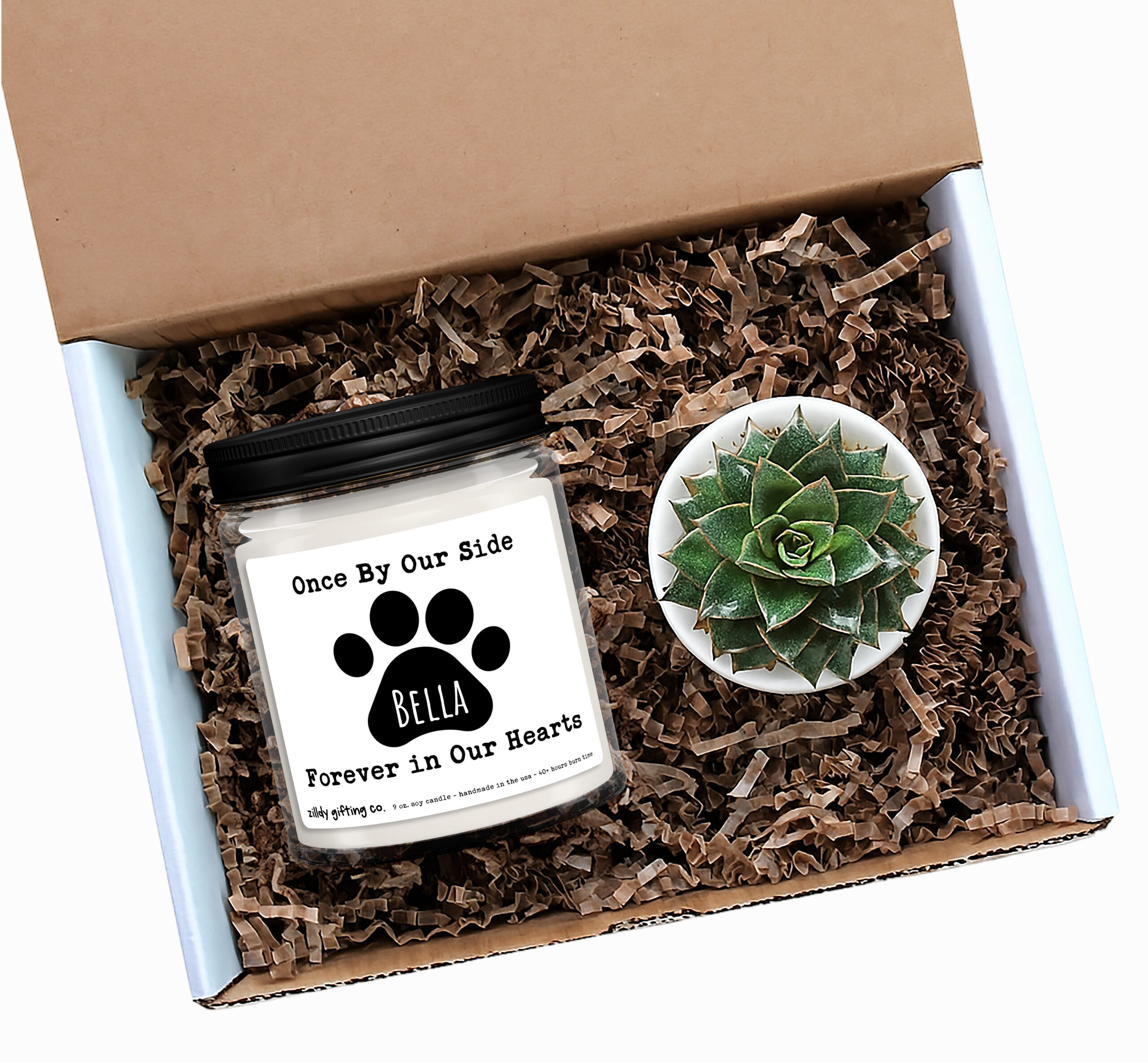 Personalized Once By Our Side, Forever In Our Hearts Soy Candle and Succulent Gift