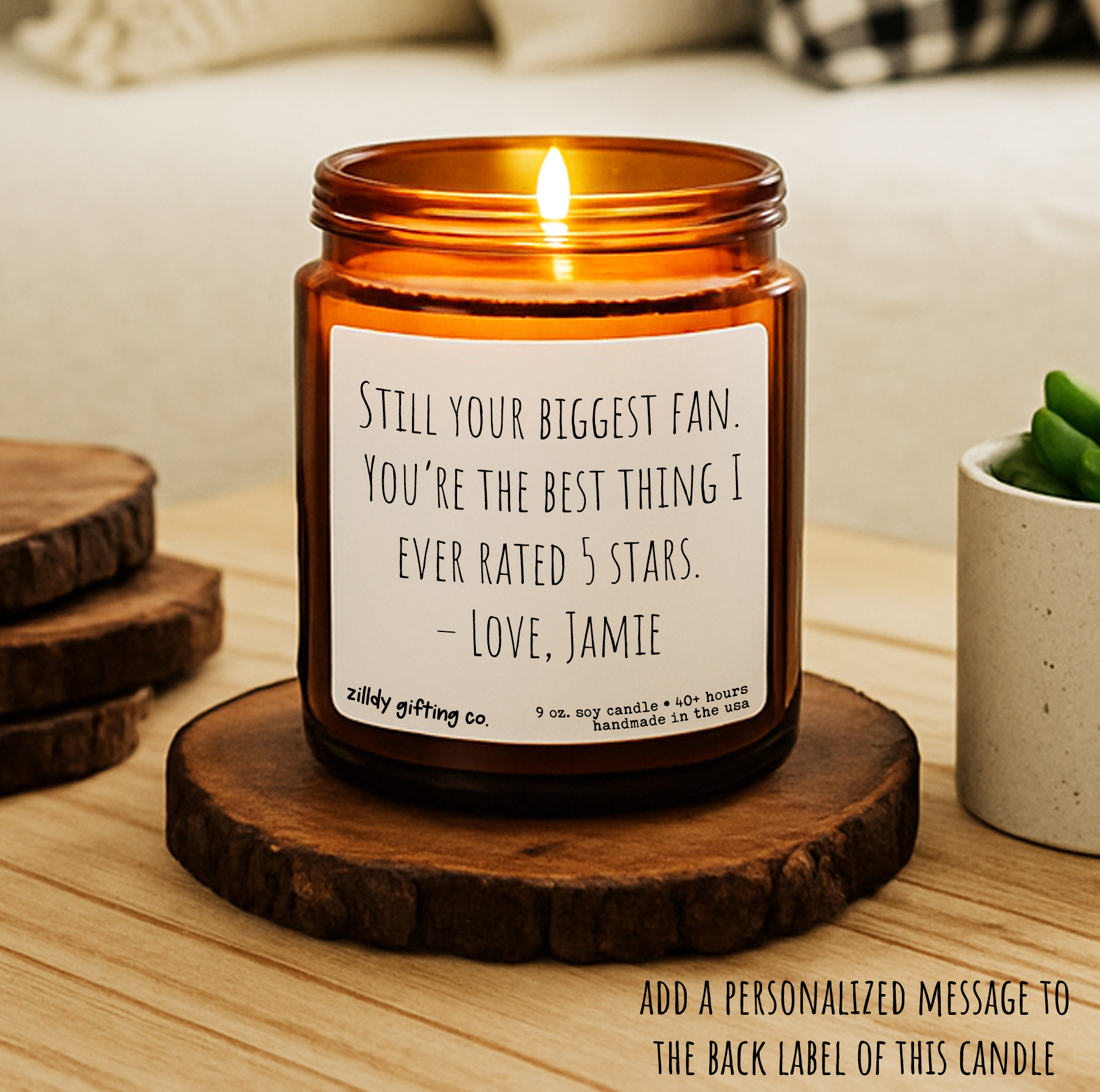 5 Stars Would Marry Again Personalized Soy Candle Gift - Image 3