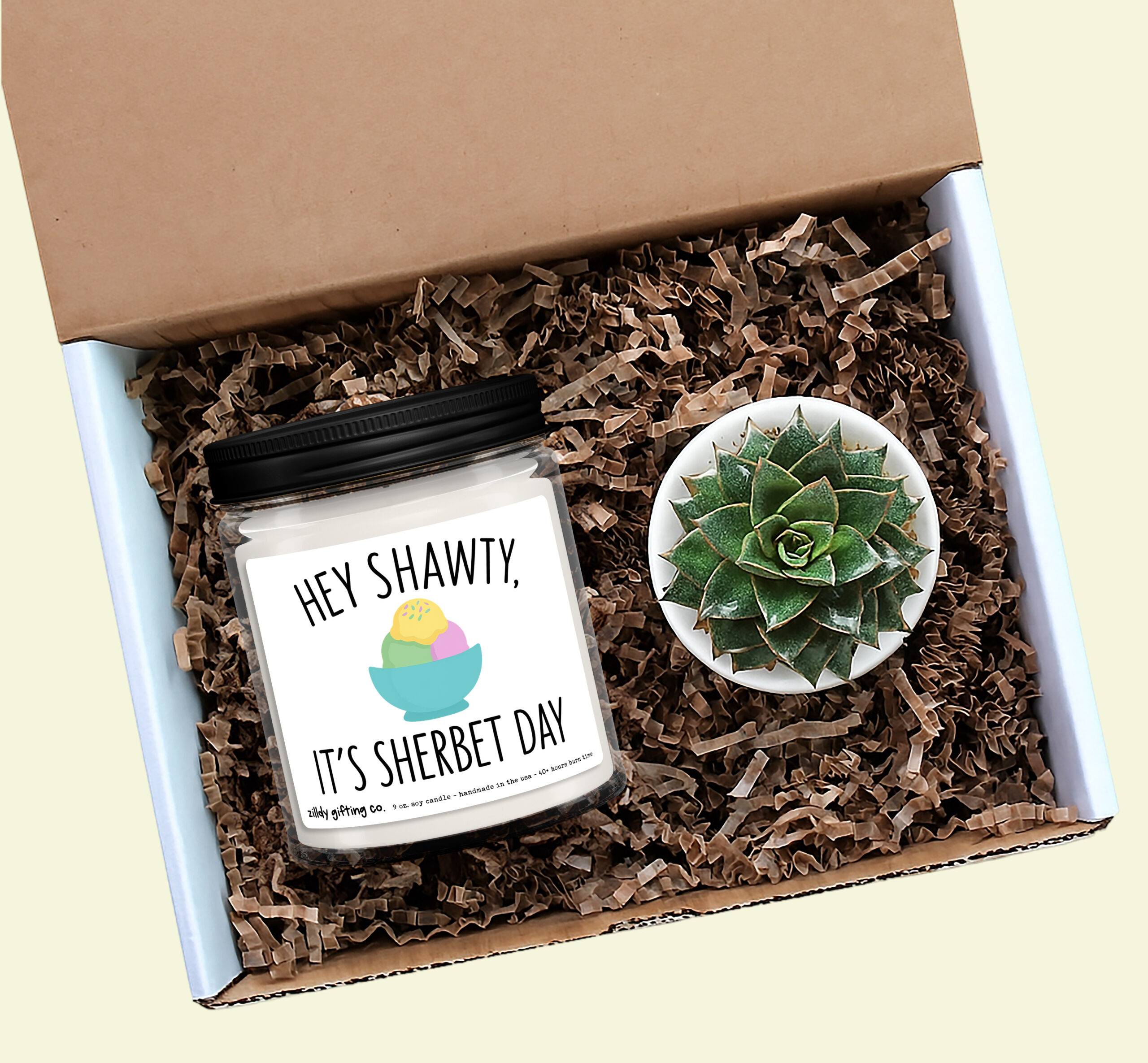 Hey Shawty It's Your Birthday Personalized Soy Candle and Succulent Gift