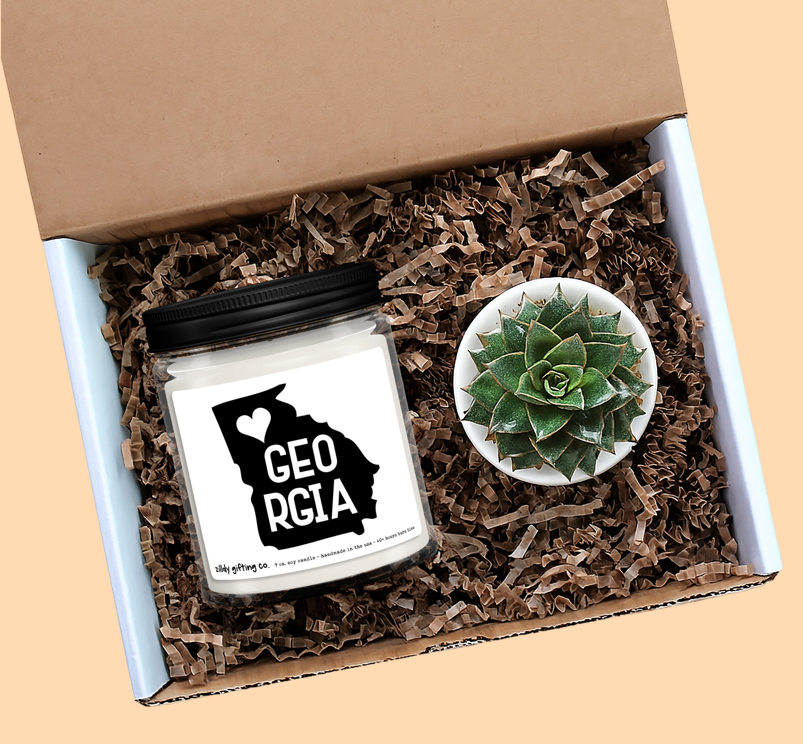 Georgia Personalized Soy Candle and Succulent Gift