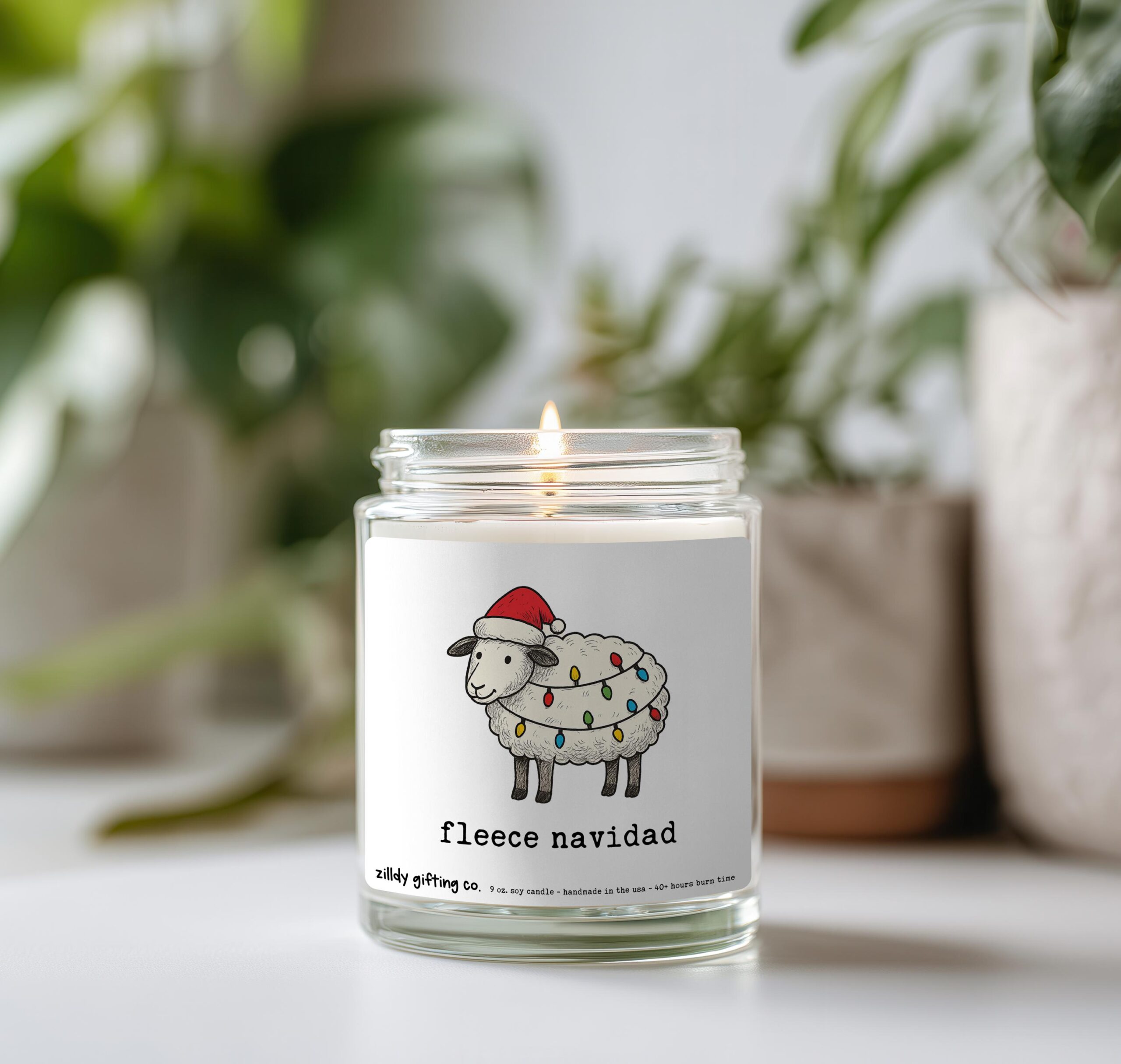 Funny Christmas Candle Gift - “Fleece Navidad” - Personalized Candle, Succulent & Cookies - Image 4