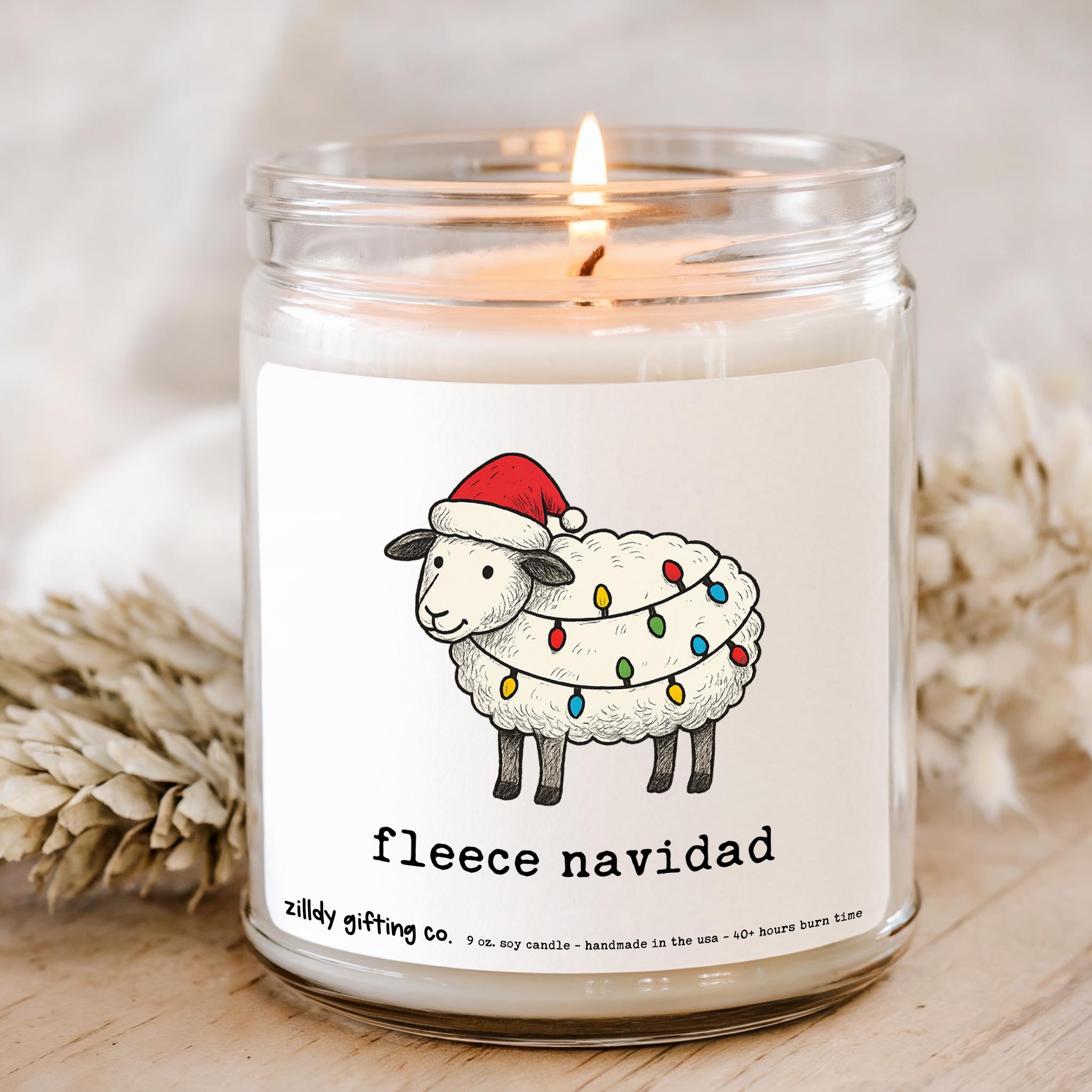 Funny Christmas Candle Gift - “Fleece Navidad” - Personalized Candle, Succulent & Cookies - Image 2