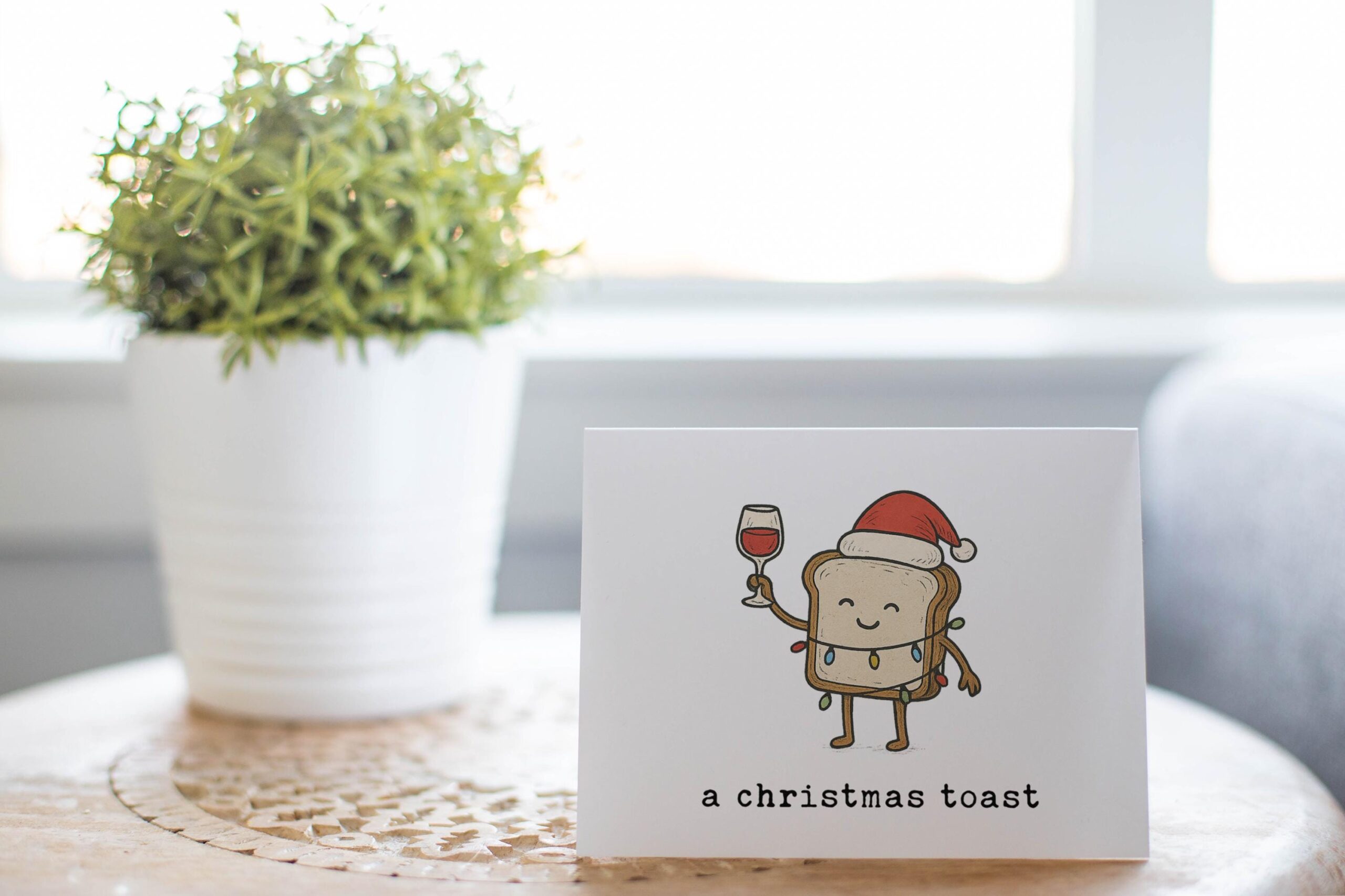 Funny Christmas Card – “A Christmas Toast” Pun with Wine Greeting - Image 6
