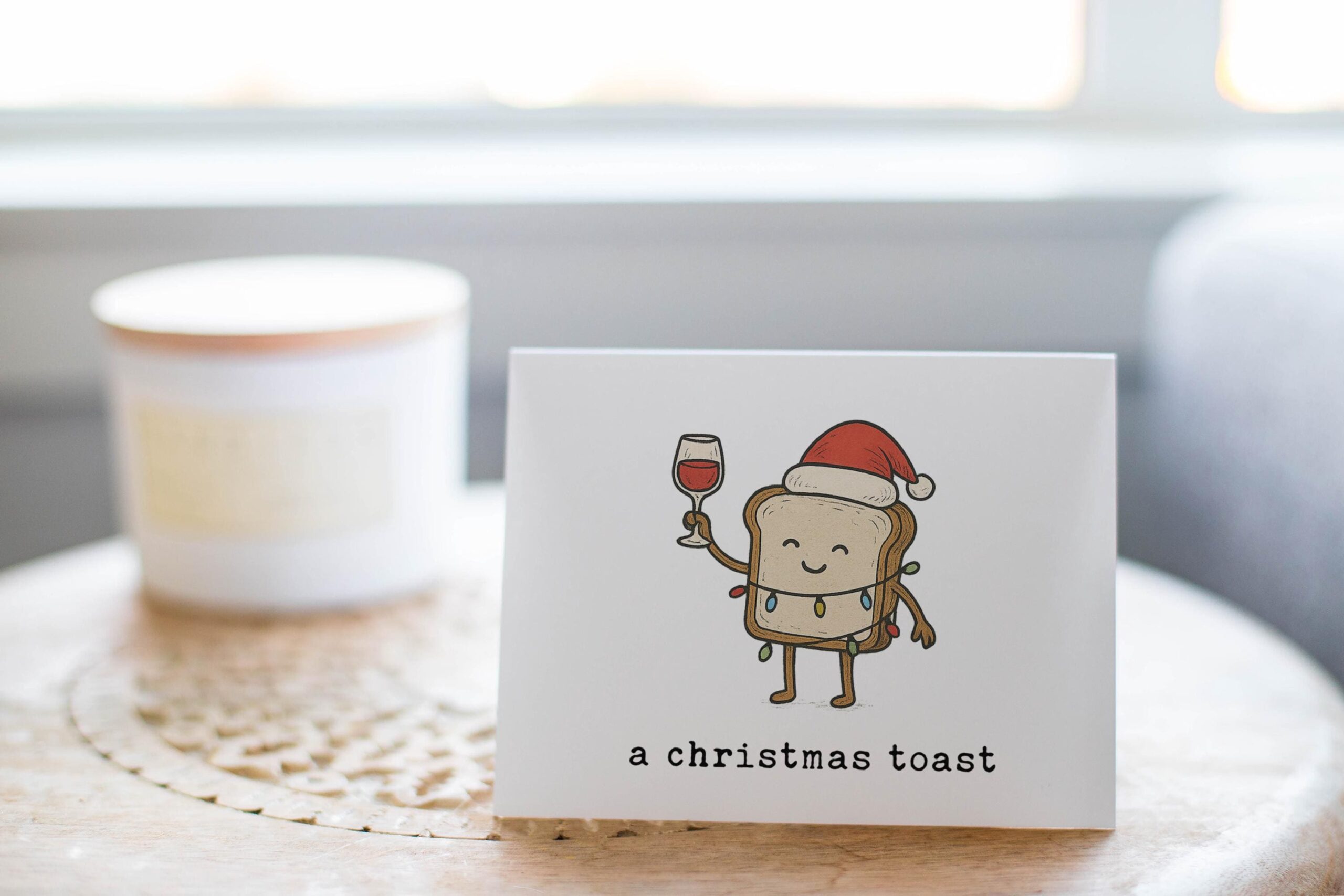 Funny Christmas Card – “A Christmas Toast” Pun with Wine Greeting - Image 4