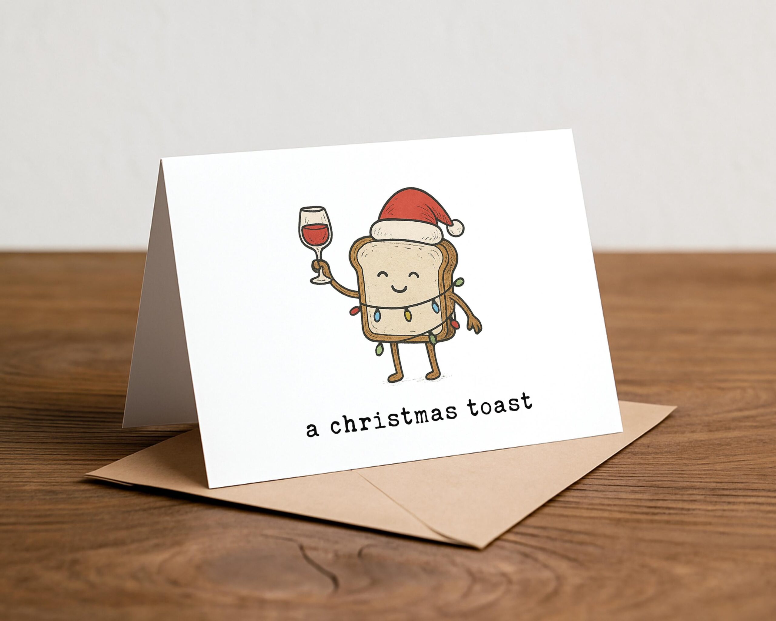 Funny Christmas Card – “A Christmas Toast” Pun with Wine Greeting - Image 3